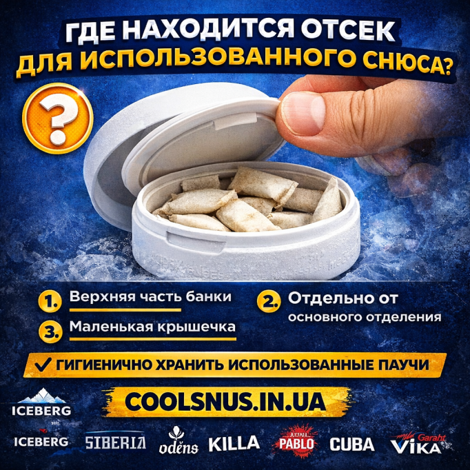 Где находится отсек для использованного снюса — инструкция для новичков