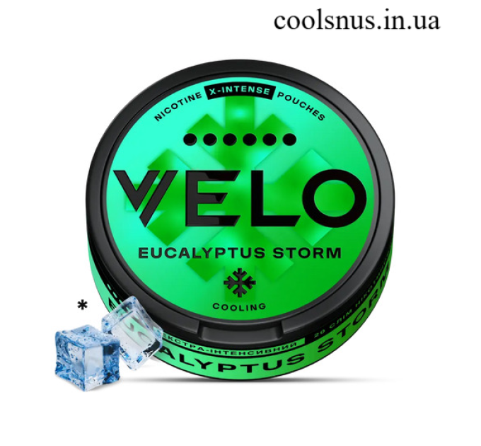 Безтабачные никотиносодержащие подушечки «VELO Eucalyptus Storm» Экстра-Интенсив