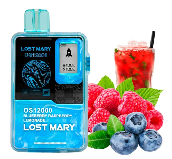 Одноразова електронна сигарета Lost Mary OS Blueberry Raspberry Lemonade (Чорниця Малина Лимонад) (12000 Затяжок)
