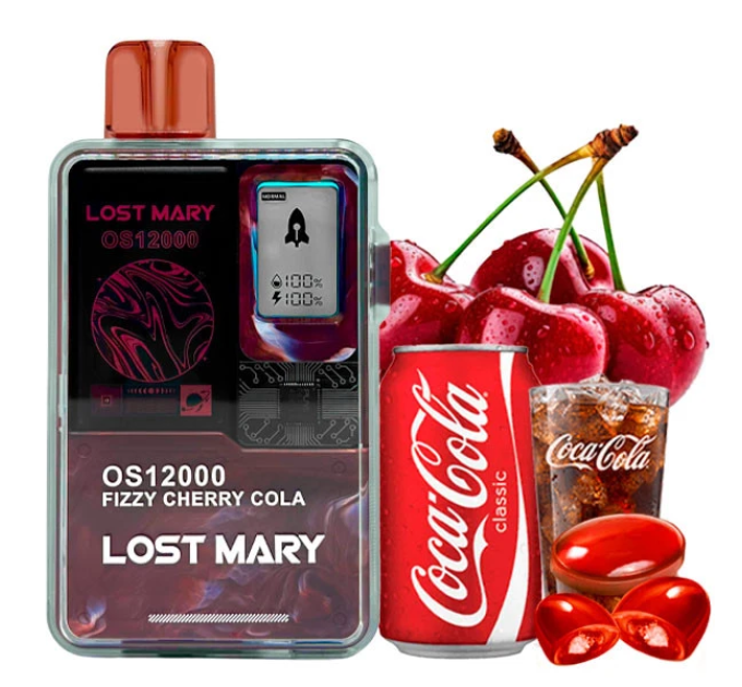 Одноразова електронна сигарета Lost Mary OS Fizzy Cherry Cola (Фіззі Вишня Кола) (12000 Затяжок)