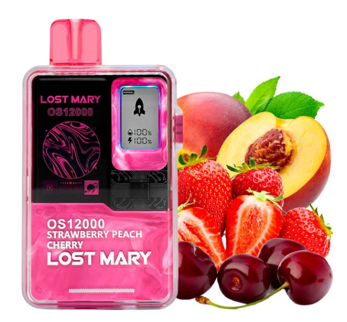 Одноразова електронна сигарета Lost Mary OS Strawberry Peach Cherry (Полуниця Персик Вишня) (12000 Затяжок)