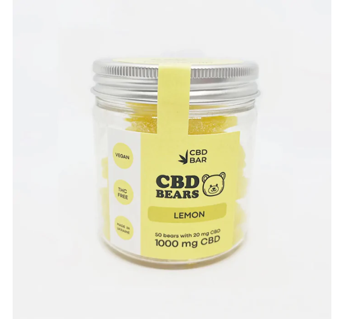Желейні CBD ведмедики зі смаком лимона 80г 1000мг CBD Vegan